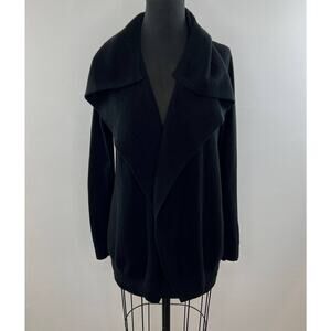 THEORY Winxie Black Long Sleeve Cashmere Cotton Open Front Cardigan Sweater Sz S